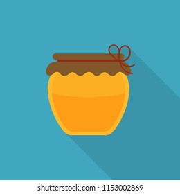 Honey jar icon in flat long shadow design.