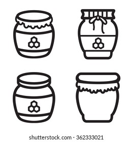 Honey jar icon in four variations. Vector eps 10.