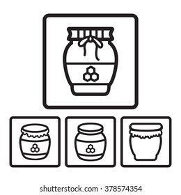 Honey jar icon in four variations. Vector eps 10.
