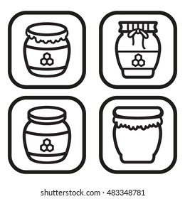 Honey jar icon in four variations. Vector eps 10.