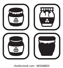 Honey jar icon in four variations. Vector eps 10.