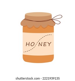 Honey jar icon isolated on white background.Vector illustration cartoon flat style