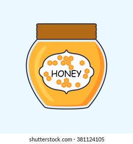 Honey jar icon. Isolated vector illustration