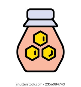 Honey Jar icon or logo. Apitherapy icon. Color simple vector illustration from alternative medicine. Naturopathy Therapy Vector Icon. Naturopathy Medication Pictogram.