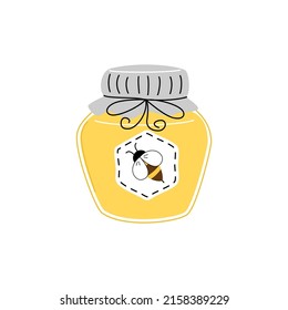 Honey jar icon on white background. Vector illustration.