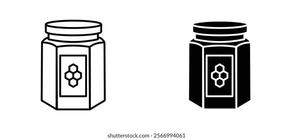 Honey jar icons in outline and fill. vector illustration for ui.