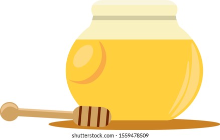 Honey jar, illustration, vector on white background.