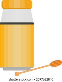 Honey jar illustration, vector on a white background.