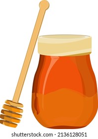 Honey jar, illustration, vector on a white background.