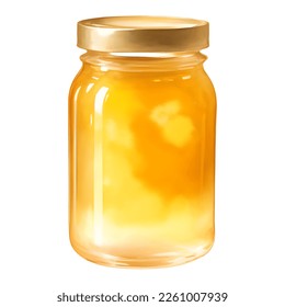 Honey Jar Isolated Detailed Hand Drawn Painting Illustration