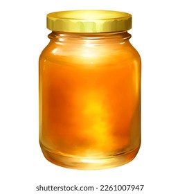 Honey Jar Isolated Detailed Hand Drawn Painting Illustration