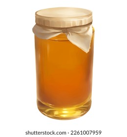 Honey Jar Isolated Detailed Hand Drawn Painting Illustration