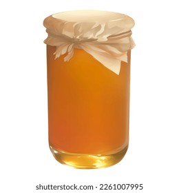 Honey Jar Isolated Detailed Hand Drawn Painting Illustration