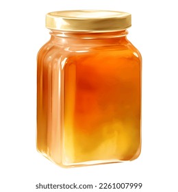 Honey Jar Isolated Detailed Hand Drawn Painting Illustration