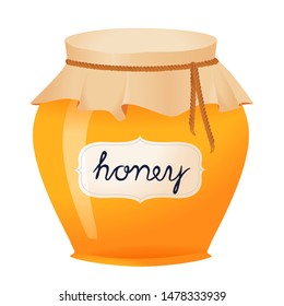 Honey jar with honey isolated on white cartoon vector 
