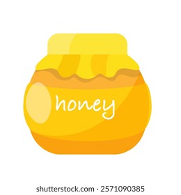 Honey jar isolated on white background.  Vector honey pot. Cartoon style