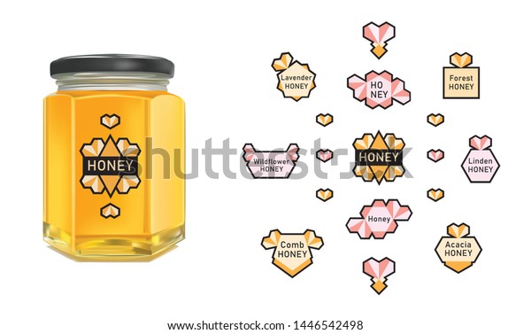 Download Honey Jar Labels Mockup Stock Vector Royalty Free 1446542498