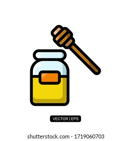 Honey Jar and Ladle icon vector illustration logo template for many purpose. Isolated on white background.