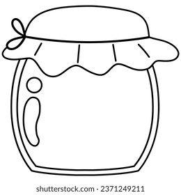 Honey in a jar line art. Vector illustration with autumn theme.