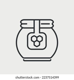 Honey jar line icon. Organic dessert pot. Healthy product for breakfast. Kitchen glass bowl. Vector illustration