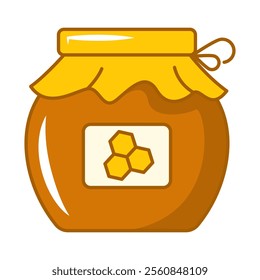 Honey jar line icon vector isolated. Symbol of sweet food in the closed jar. Natural organic dessert. Healthy eating.