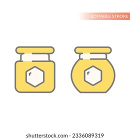 Honey jar line vector icon. Colorful outline vector.