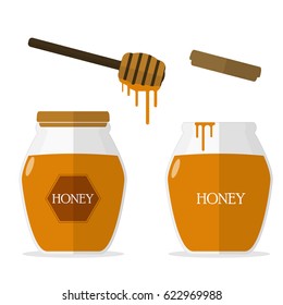 honey jar honey logo,stick honey flat vector
