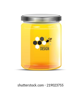 honey jar on white background