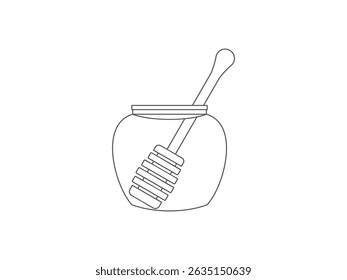 honey jar outline design, vector, isolated on transparent background