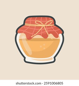 honey jar with outline flat vector design.