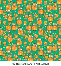 Honey in jar pattern, illustration, vector on white background