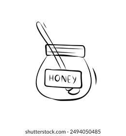 Honey jar sketch. Simple doodle style vector illustration