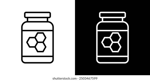 Honey jar thin line vector icon set.