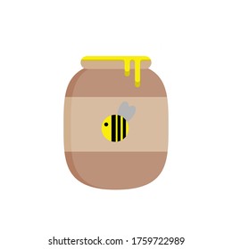 Honey Jar Vector with bee Icon