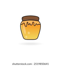 Honey jar vector icon. A jar of bright honey. Honey vector linear icon. Outline of a jar of honey. Beekeeping logo. A stylish jar. Vector illustration.