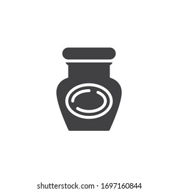 Honey jar vector icon. filled flat sign for mobile concept and web design. Mason jar glyph icon. Symbol, logo illustration. Vector graphics
