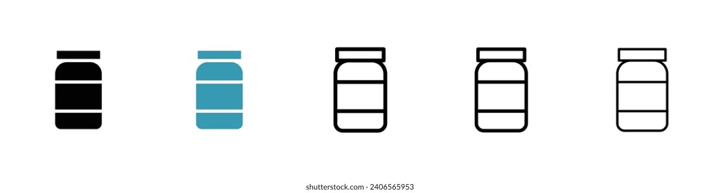 Honey jar vector icon set. Preserve bee jam glass jar vector symbol for UI designs.