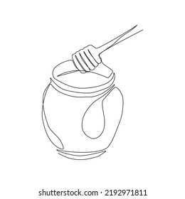 Honey jar vector illustration drawn in line art style
