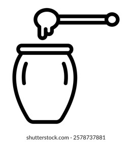 Honey Jar Vector Line Icon Design