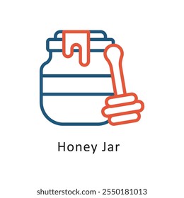 Honey Jar Vector Two Color Outline IconIcon. Eps 10 file