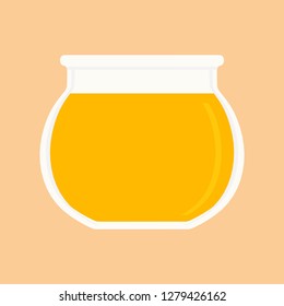 Honey Jar yellow ingredient product bee nectar. Farm pot food organic vector
