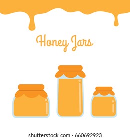 Honey jars vector illustration. Flat design. Isolated