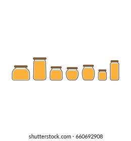 Honey jars vector illustration. Outline.