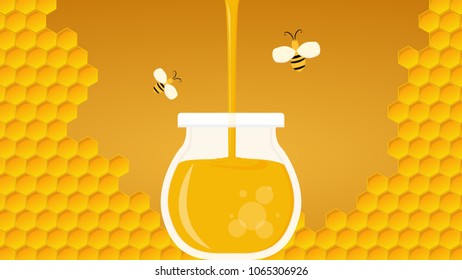 Honey jay cartoon vector. honey drop. free space for text. wallpaper. background. bee cartoon vector.