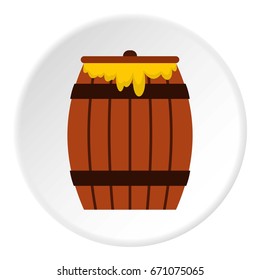 Honey keg icon in flat circle isolated vector illustration for web