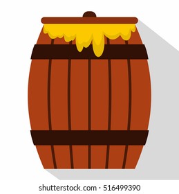 Honey keg icon. Flat illustration of honey keg vector icon for web