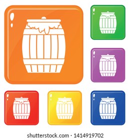 Honey keg icons set collection vector 6 color isolated on white background