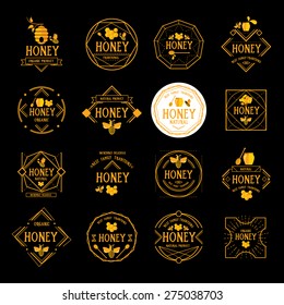 Honey label design. Bee badge.