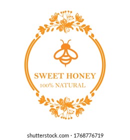 Honey label design. Concept for organic honey products.