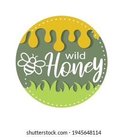 Honey label design. Concept for wild honey products, package design.